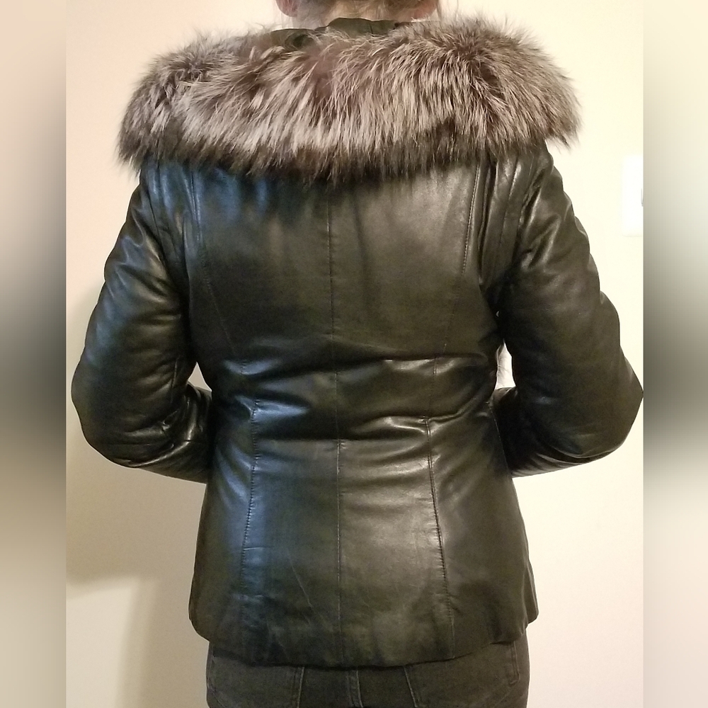 Leather Fox Jacket 3 In 1 With Removable Vest Lining - Picture 15 of 16